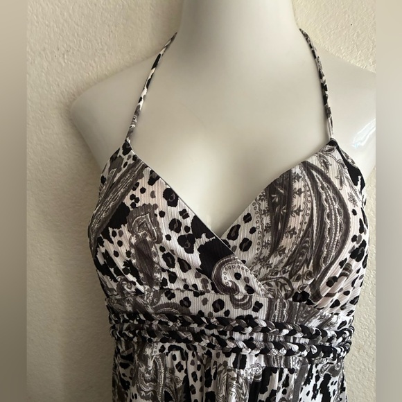 Cocomo Y2K Black and White Halter Patterned Mini Dress L - Picture 3 of 11